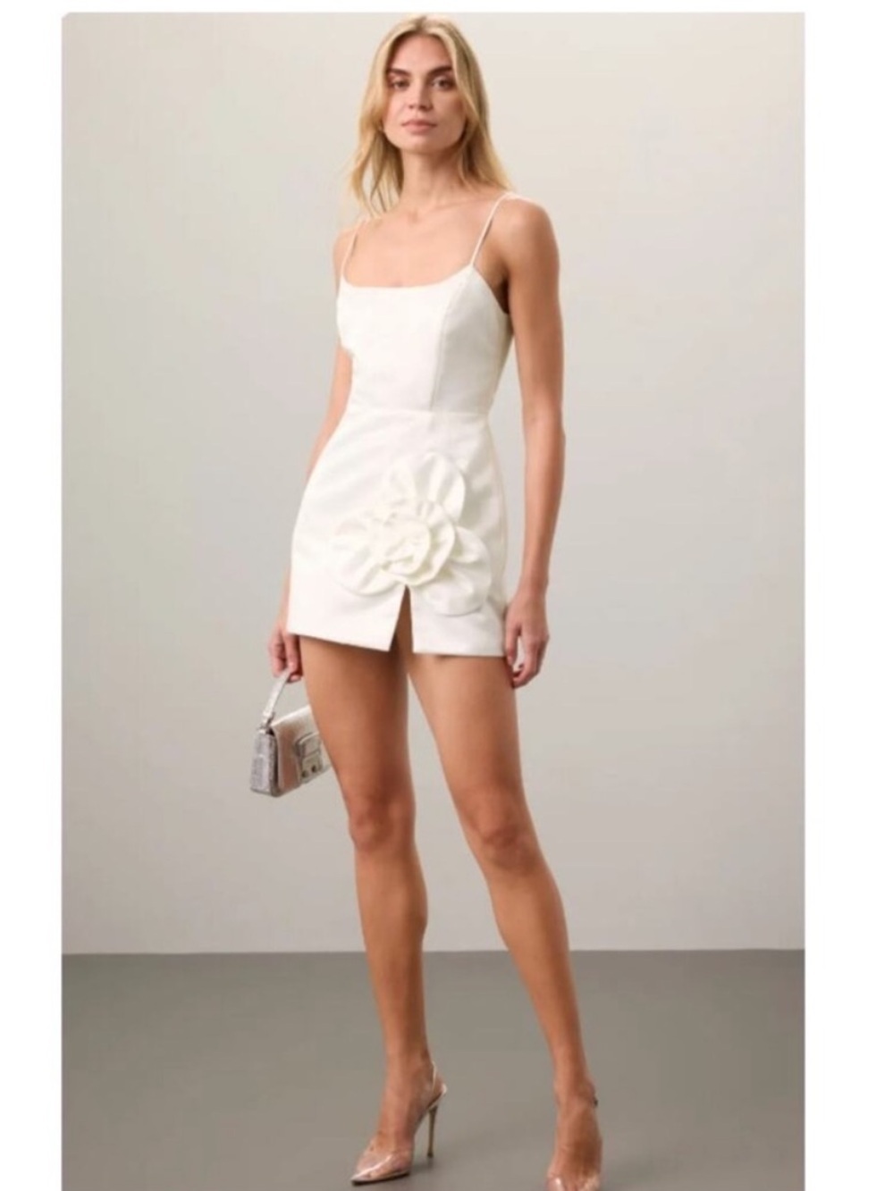 NWT Delfi Collective Teresa Short White Dress Floral Appliqué Size XS - Picture 2 of 10